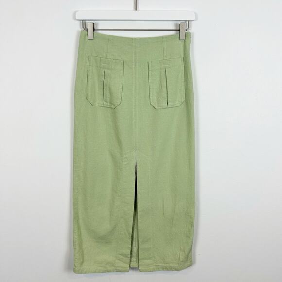 Urban Outfitters Pale Green High Waisted Midi Skirt Size X-Small - Picture 1 of 5